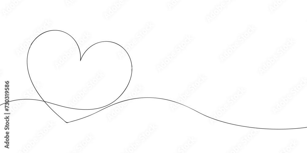 A single line drawing of a heart. Continuous line card heart icon. One line icon.