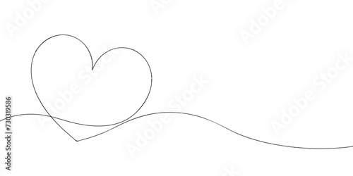 A single line drawing of a heart. Continuous line card heart icon. One line icon.
