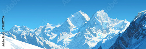 Alpine Majesty: Stylized Illustration of the Snow-Capped Peaks of the Northern Italian Alps