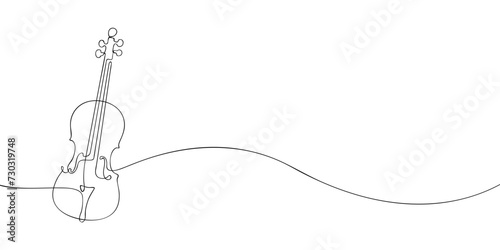 A single line drawing of a violin. Continuous line violin icon. One line icon. Vector illustration
