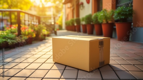 Cardboard box in front of a front door © maria_lh