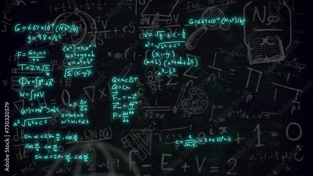 Animation of scientific data processing over dark background