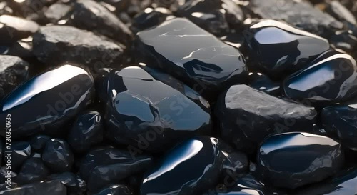 closeup structure of black obsidian rocks photo
