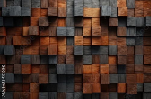 An image showing a wall created entirely from wooden blocks, stacked together in a precise and sturdy manner.