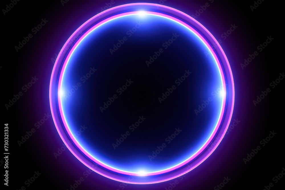 Indigo round neon shining circle isolated on a white background