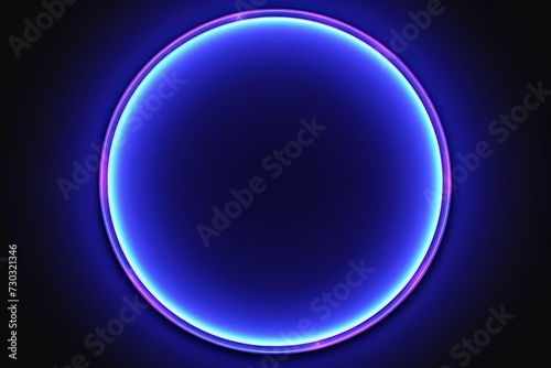 Indigo round neon shining circle isolated on a white background