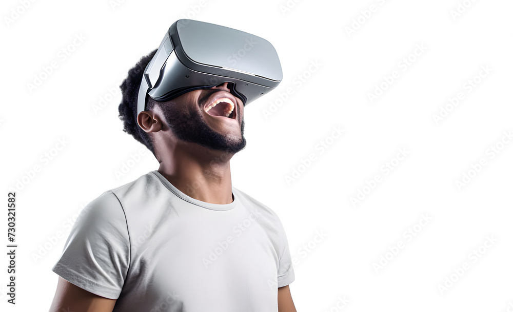 A guy using a VR augmented reality helmet. A guy using a VR augmented reality helmet.