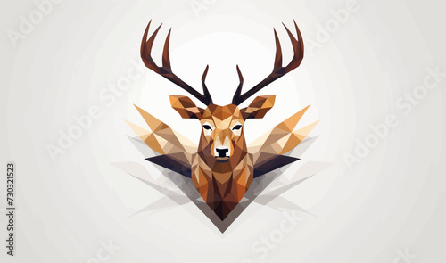 Abstract deer antler vector geometric illustration, buck deer, deer head logo