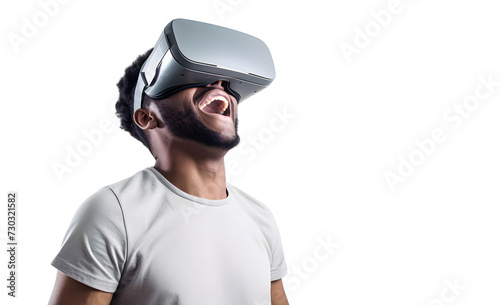 A guy using a VR augmented reality helmet. © lutsenko_k_