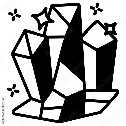 Crystals glyph and line vector illustration photo