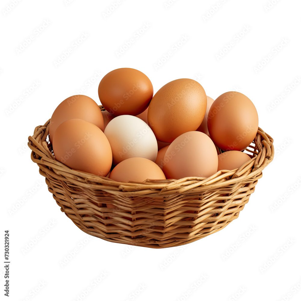 Eggs in basket on transparent background Eggs in basket on transparent background