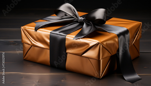 Birthday celebration a shiny gold gift box with love generated by AI