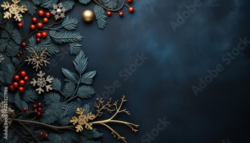 Winter celebration snowflake ornament on dark blue backdrop generated by AI