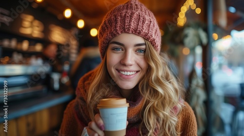 Fashion-forward folks indulge in urban coffee scenes, grinning warmly at the ...