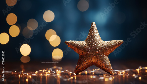 Glowing starfish illuminate dark night, nature shiny Christmas decoration generated by AI