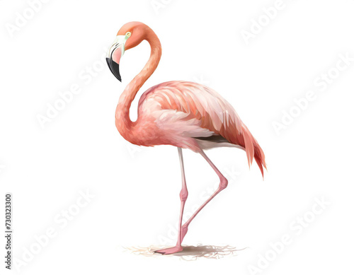 Flamingo isoliert auf wei  en Hintergrund  Freisteller 