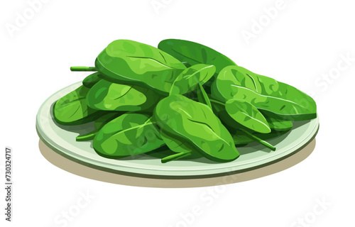 slices of Spinach on plate vector flat isolated vector style illustration