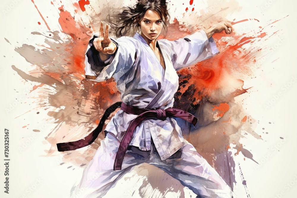 Taekwondo fighter at Olympic Games in Paris 2024.