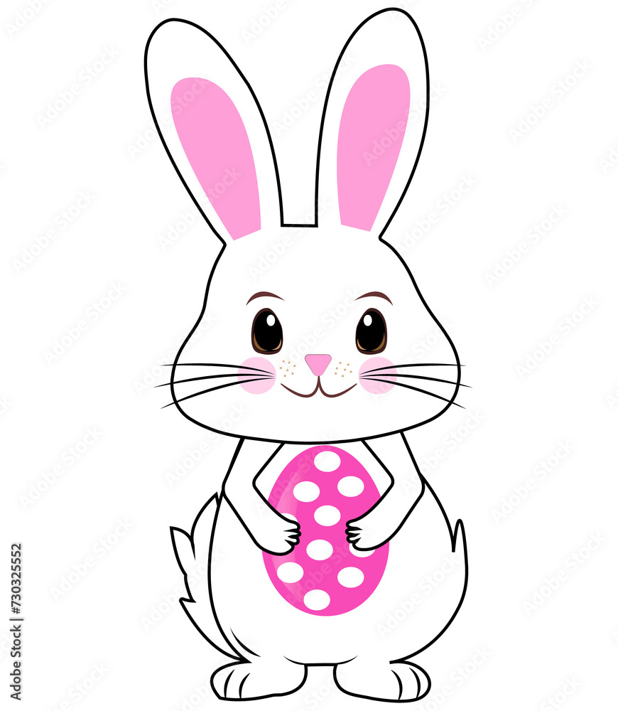 Fototapeta premium the rabbit holds an egg in its paws. Easter Bunny