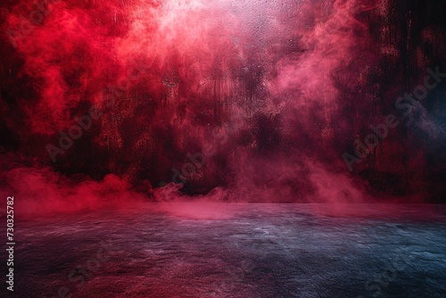 concrete floor and red smoke background