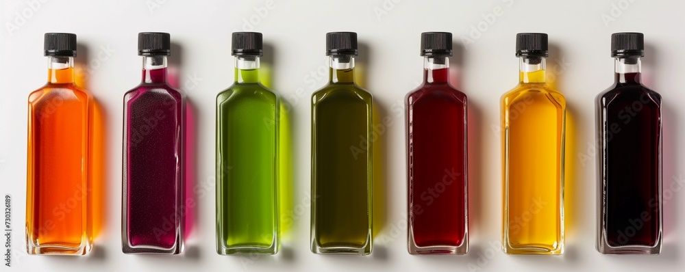 Set with plastic bottles of different juices on white background Set with plastic bottles of different juices on white background