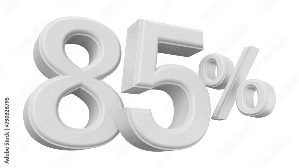 85 percent off white silver number 3d render 85 percent off white silver number 3d render