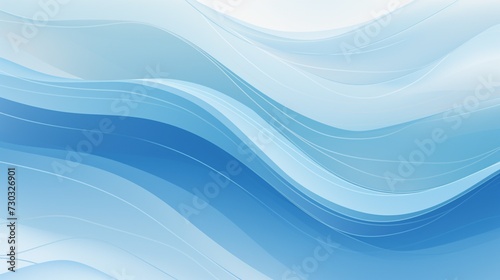 A blue and white abstract painting with flowing waves.
