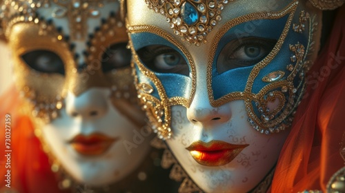 Mysterious masqueraders hide behind intricate masks, adding an aura of intrigue to the festivities