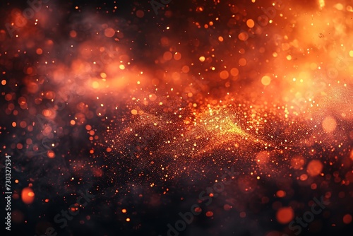 Fire and ember overlay effect and smoke background. Grill hot flame with flying spark particle and ash in hell. Festive firestorm burnt particles vector panoramic nature texture with steam and coal.