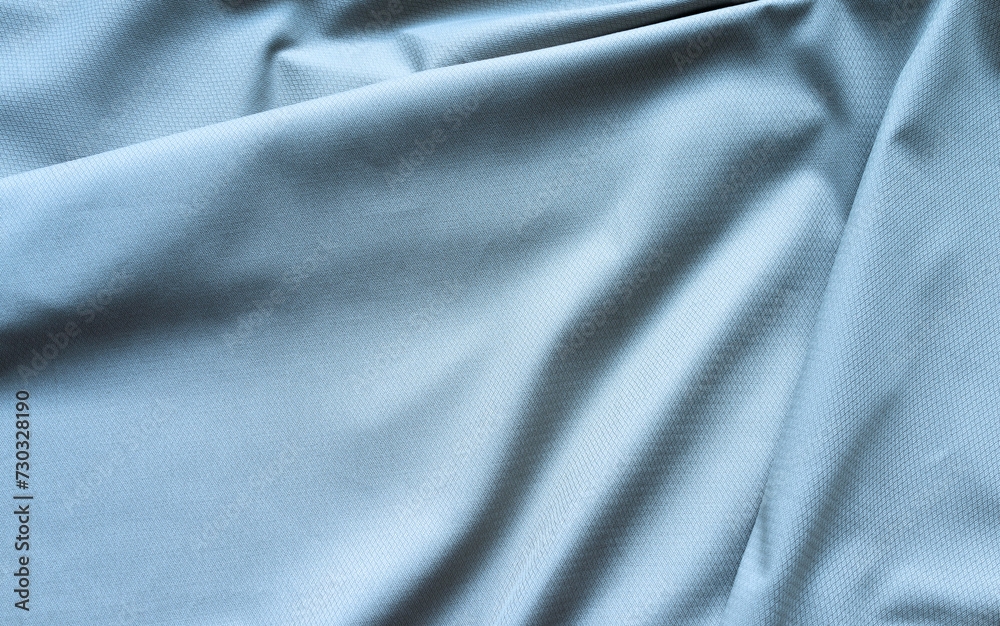 Top view of gray blue textile background with large creases and empty space for text. Stylish suiting fabric with textured pattern made from natural fibers. Flat lay, close-up, copy space, mockup Top view of gray blue textile background with large creases and empty space for text. Stylish suiting fabric with textured pattern made from natural fibers. Flat lay, close-up, copy space, mockup