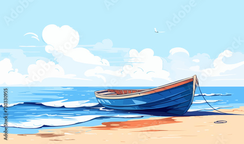 boat on a beach vector flat minimalistic isolated illustration