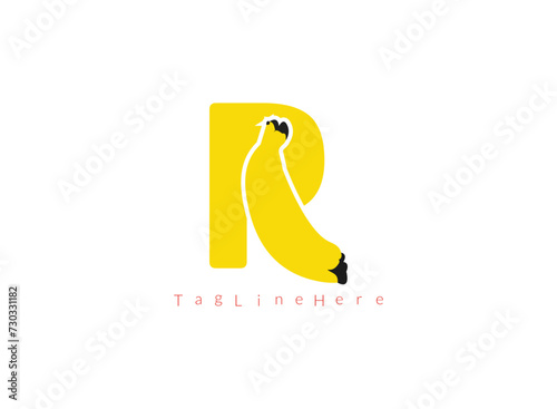 Creative Banana  R  logo, banana logo inside the letter logo design