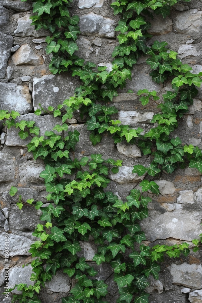 Verdant ivy vines creeping up a stone wall, adding character and charm Verdant ivy vines creeping up a stone wall, adding character and charm