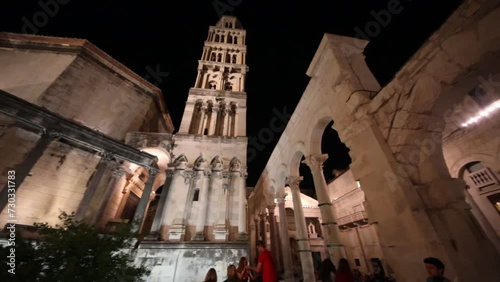  Tourists in Peristyle Palace of the Emperor Diocletian in the evening photo
