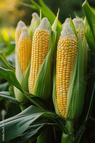 Sweet cornstalks, their plump kernels hidden beneath protective layers