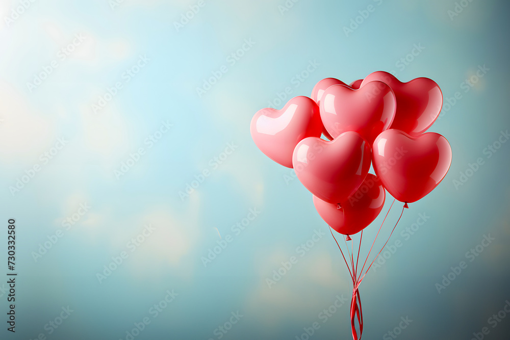 Red heart balloons, love concept.