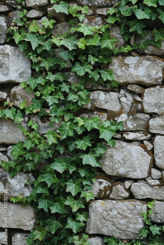 Verdant ivy vines creeping up a stone wall, adding character and charm