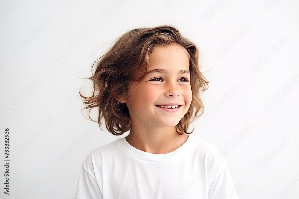 Portrait of a cute little girl with long hair over white background Portrait of a cute little girl with long hair over white background