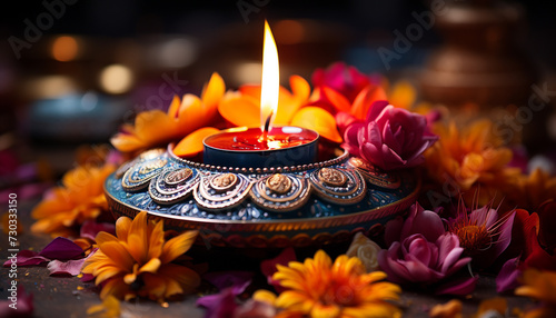 Flame of love, spirituality, and celebration glows in candlelight generated by AI