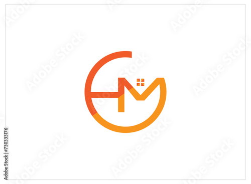 Intial hm Stylish and elegant logo of modern house and plane. It would be perfect for housing ,real estate, home services, and any related services.