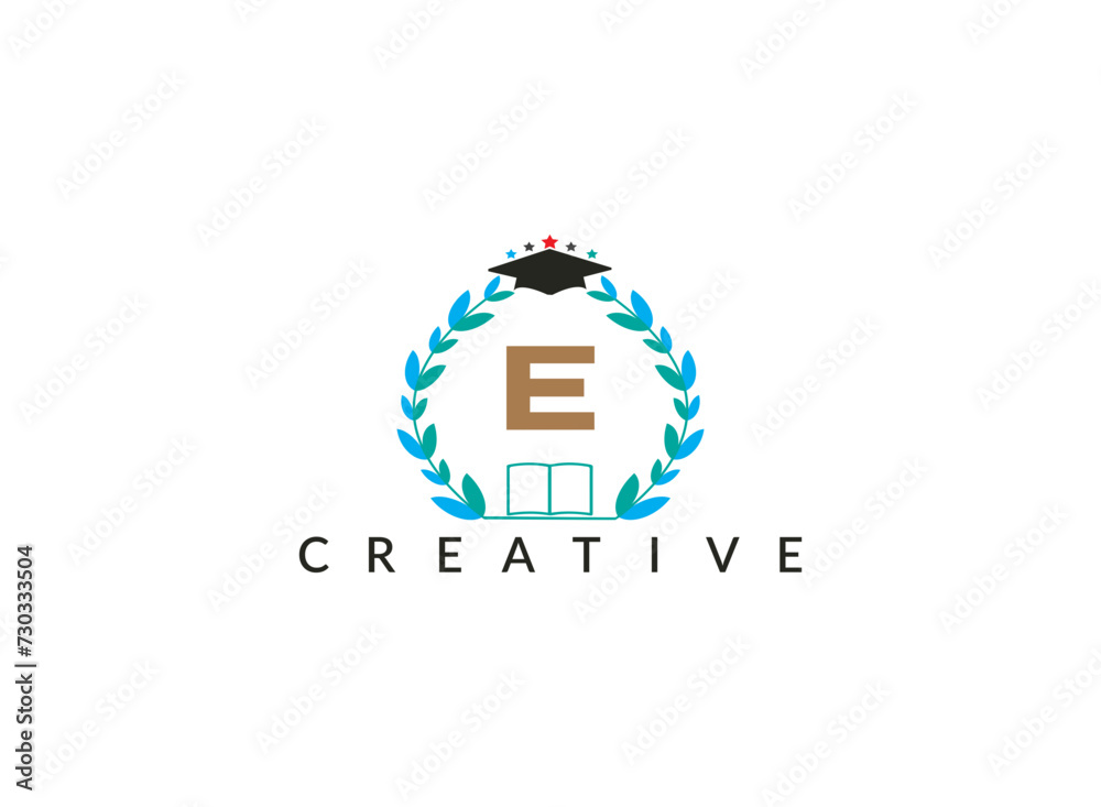 Floral ecology organic leaves circle minimal latter E logo design template for education vector illustration. Floral ecology organic leaves circle minimal latter E logo design template for education vector illustration.
