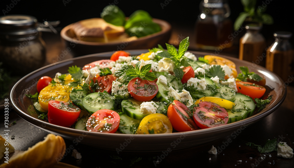Fresh vegetarian salad with healthy organic ingredients, perfect for lunch generated by AI