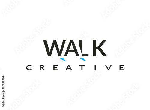 walk logo negative space design vector illustration.
