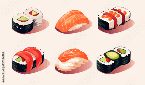 sushi vector flat minimalistic asset isolated vector style illustration