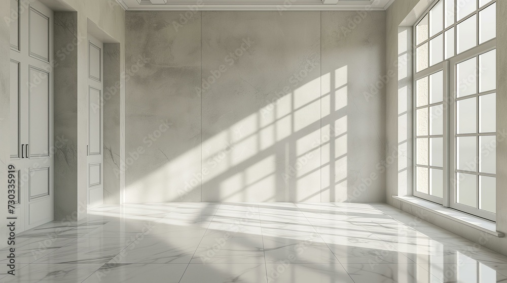 Obraz premium Spacious Modern Interior with Sunlight and Shadows
