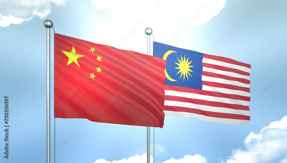 China and Malaysia Flag Together A Concept of Realations China and Malaysia Flag Together A Concept of Realations