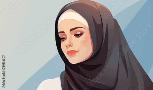 Muslim woman vector flat minimalistic isolated illustration