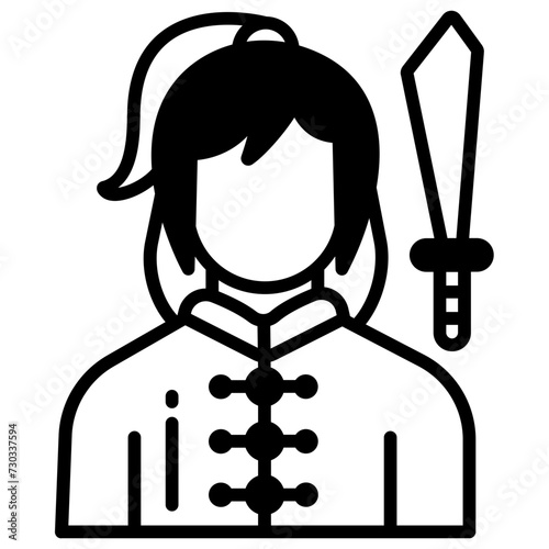 Wushu glyph and line vector illustration