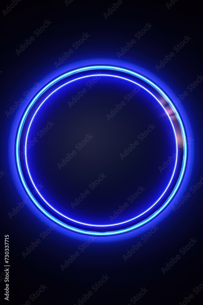 Navy Blue round neon shining circle isolated on a white background