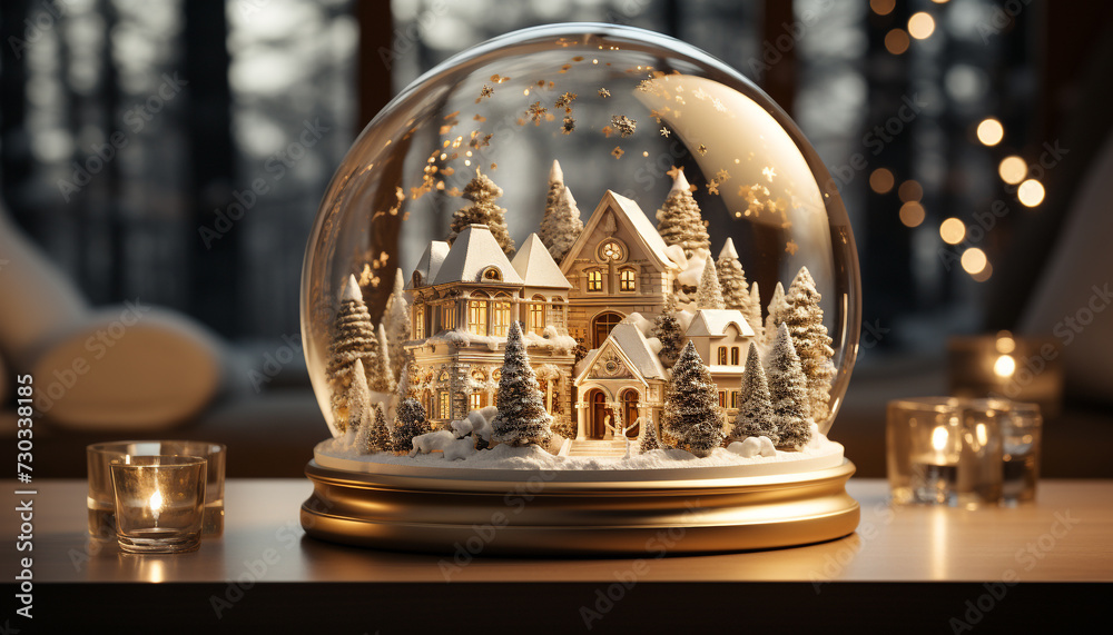 Winter celebration snow decoration, night season, table tree backgrounds generated by AI Winter celebration snow decoration, night season, table tree backgrounds generated by AI